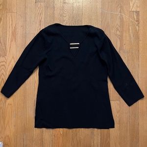 Vintage Black V-Neck with Brass Detail